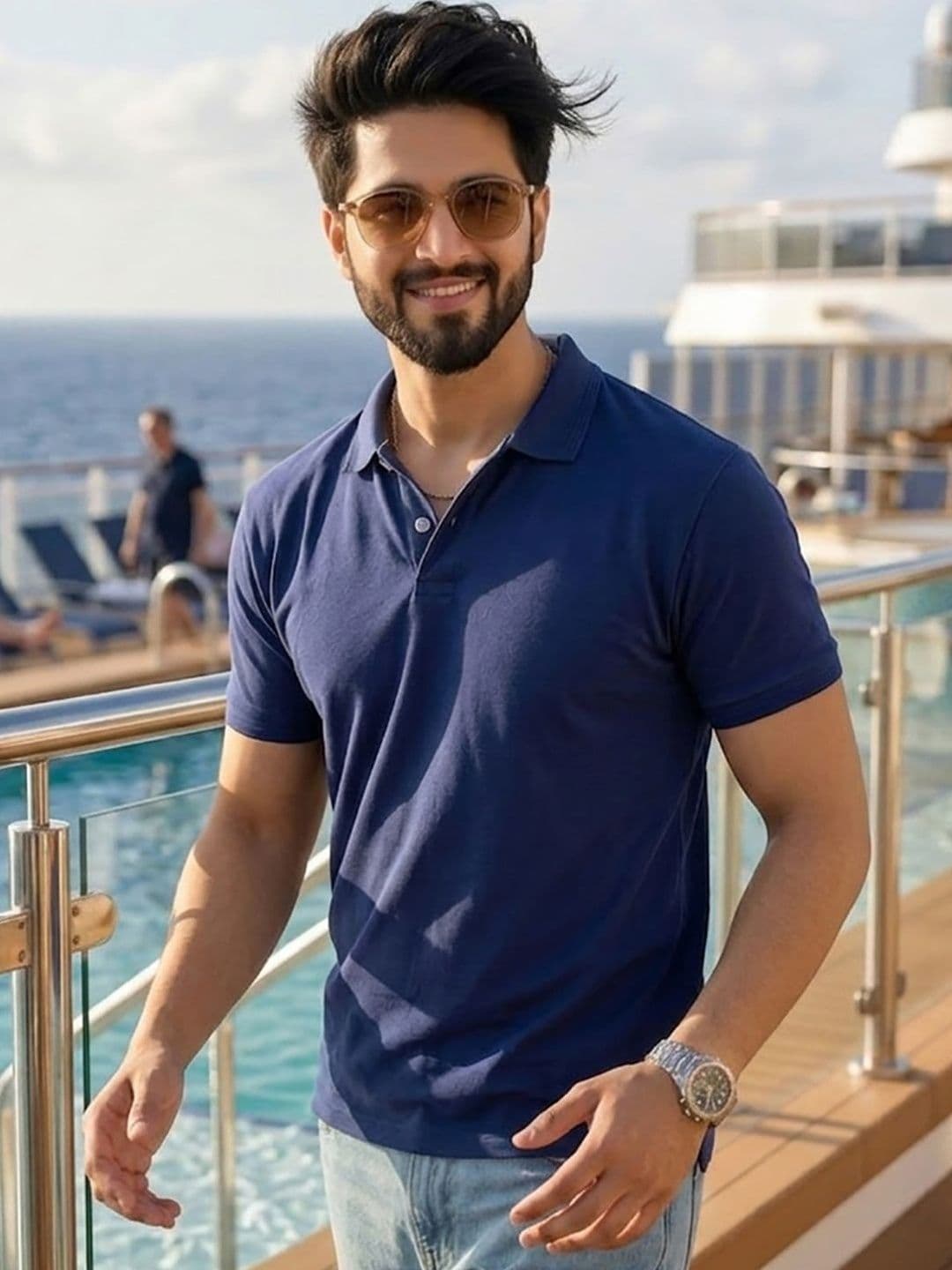 Mast & Harbour Solid Polo Collar Short Sleeves T-shirt - view 1