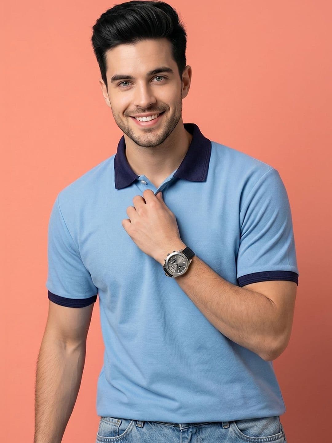 Mast & Harbour Solid Polo Collar Short Sleeves T-shirt - view 1