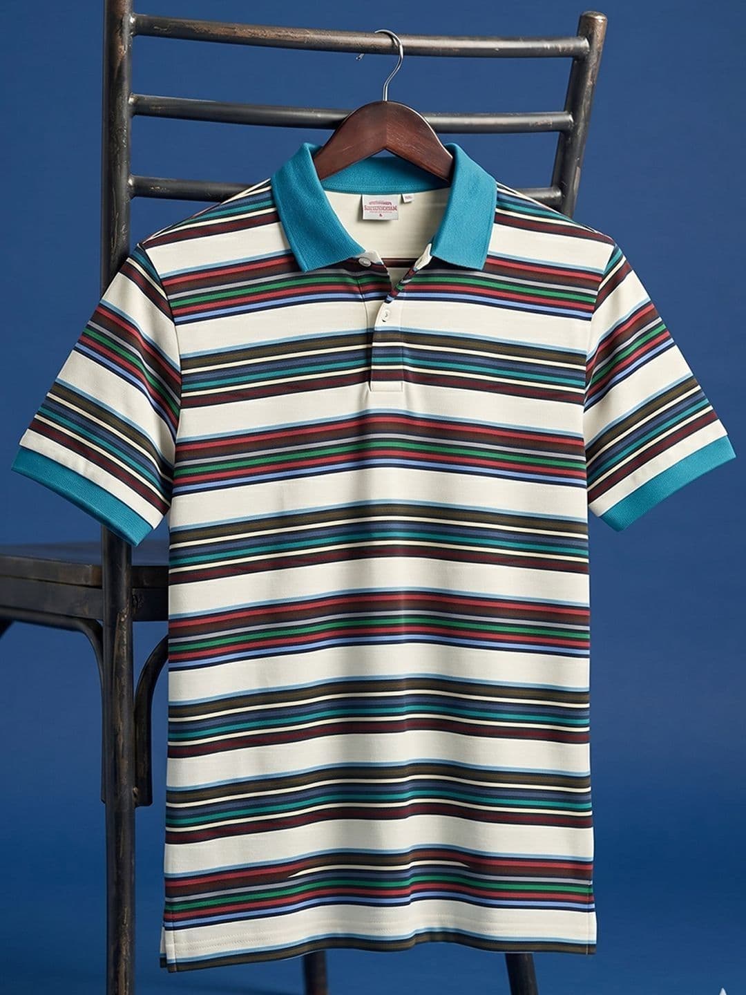 Mast & Harbour Men Striped Polo Collar T-shirt - view 1