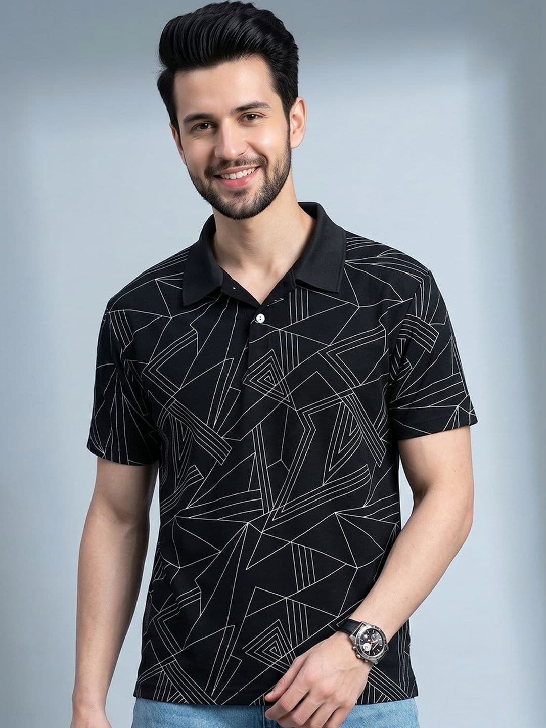 Mast & Harbour Men Printed Polo Collar T-shirt - view 1