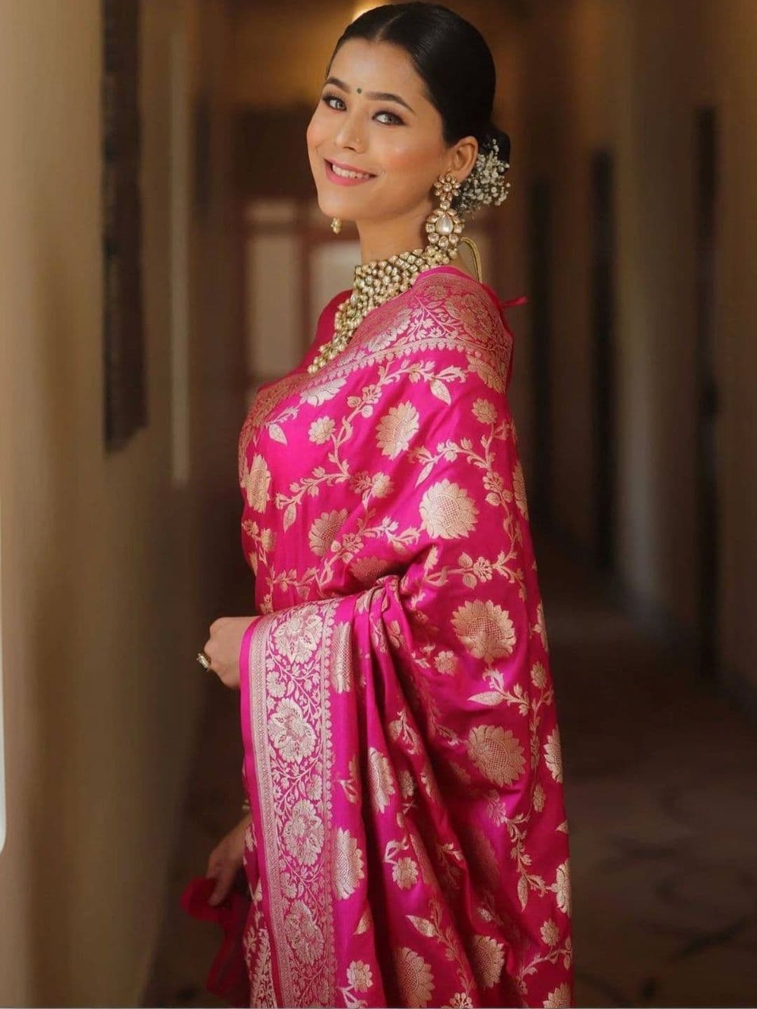 ODETTE Woven Design Embroidered Silk Blend Heavy Work Saree - view 1