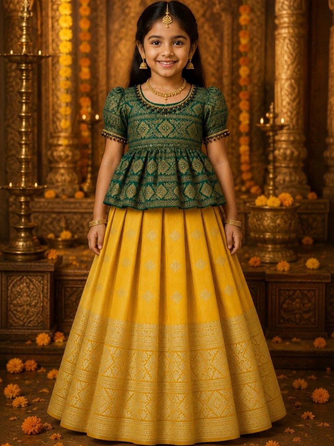 Ethzy Infant Girls Silk Semi-Stitched Lehenga & - view 1
