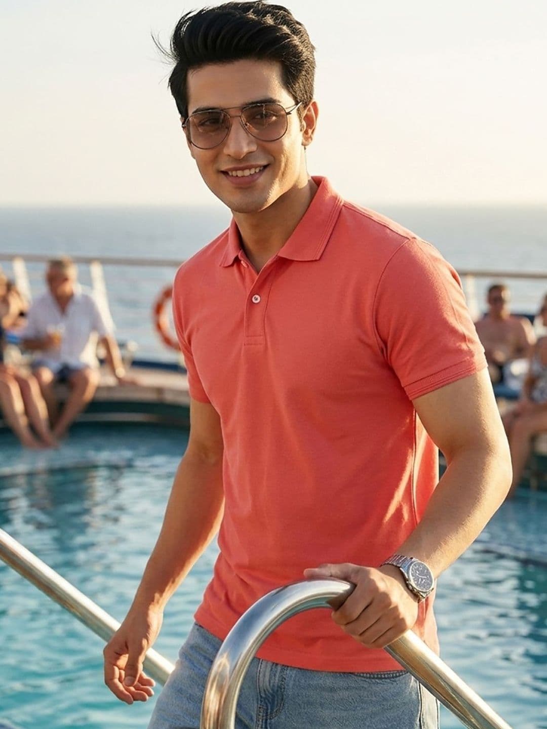 Mast & Harbour Men Polo Collar T-shirt - view 1