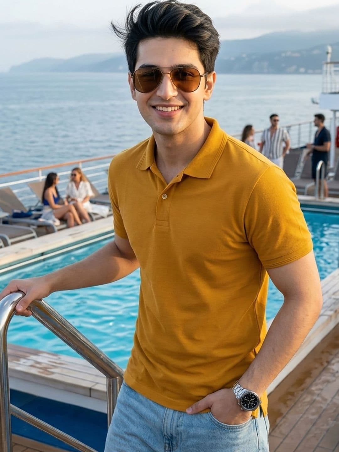 Mast & Harbour Solid Polo Collar Short Sleeves T-shirt - view 1
