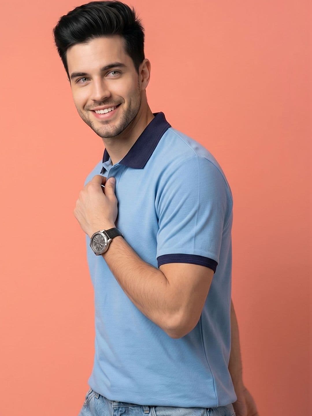 Mast & Harbour Men Colourblocked Polo Collar T-shirt - view 1