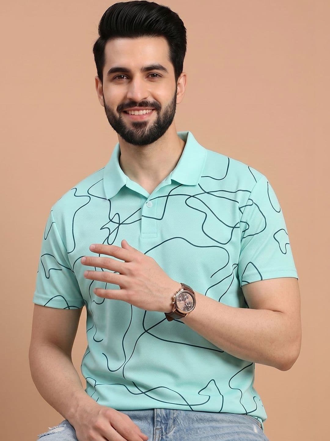 Mast & Harbour Men Printed Polo Collar T-shirt - view 1