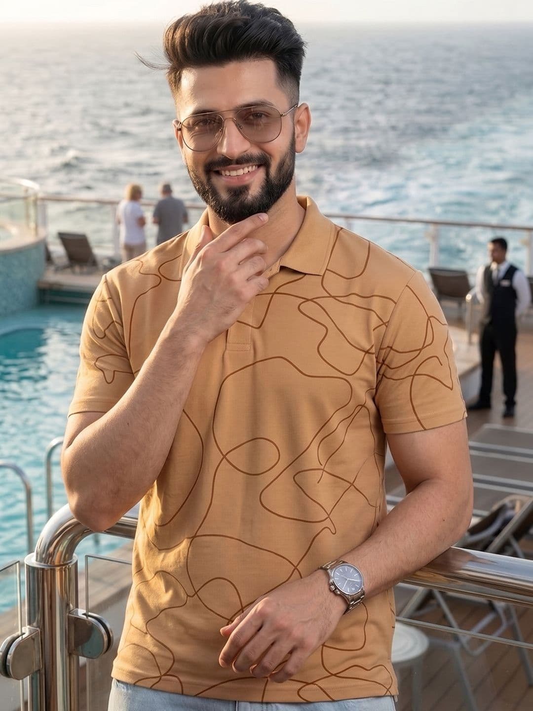 Mast & Harbour Men Printed Polo Collar T-shirt - view 1