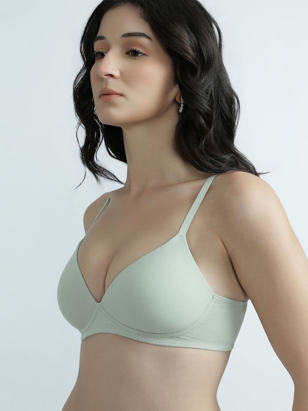 Marks & Spencer Solid Green Cotton Women Seamless Bra - view 1