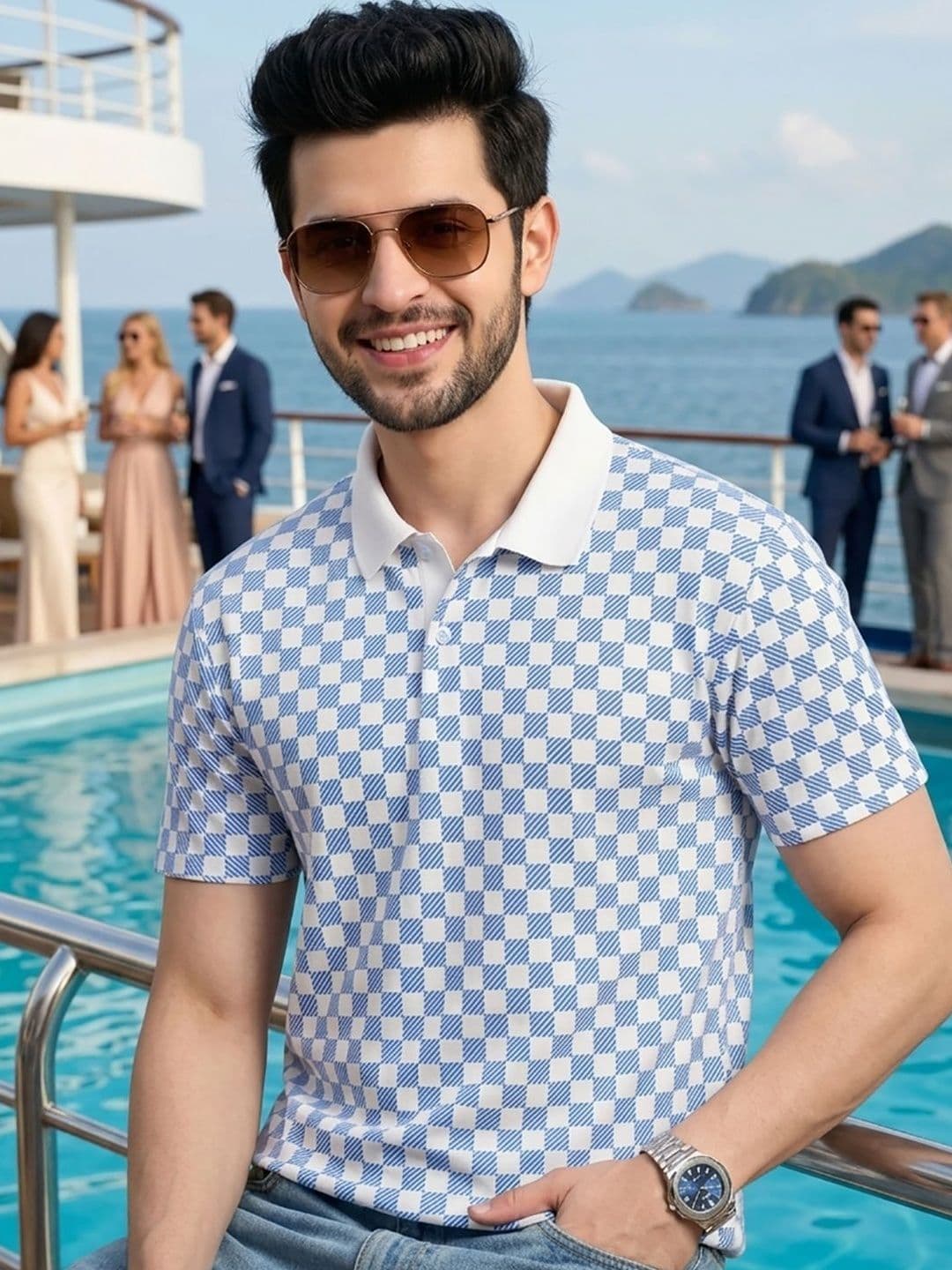 Kook N Keech Men Checked Polo Collar T-shirt - view 1