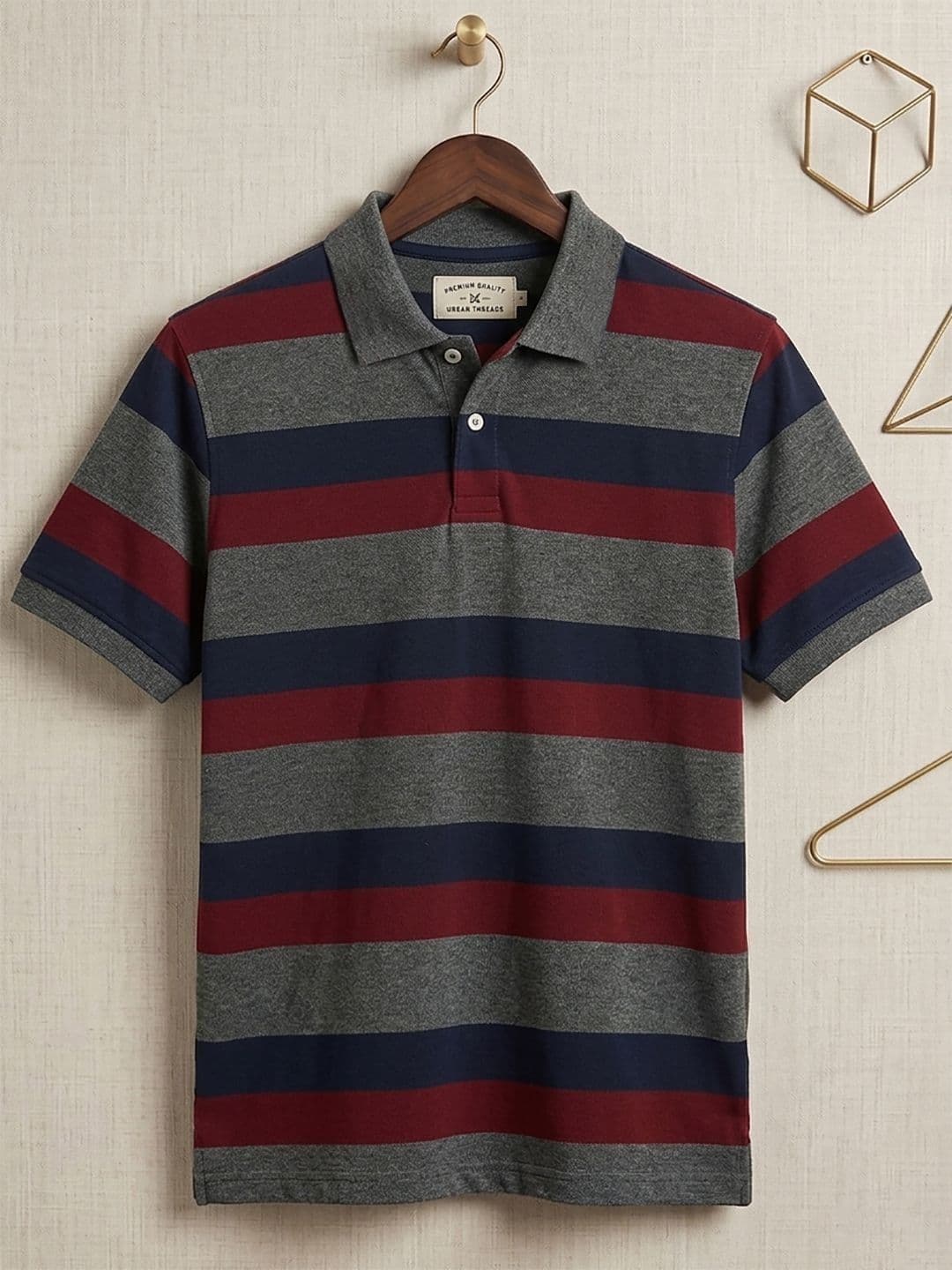 Mast & Harbour Men Striped Polo Collar T-shirt - view 1