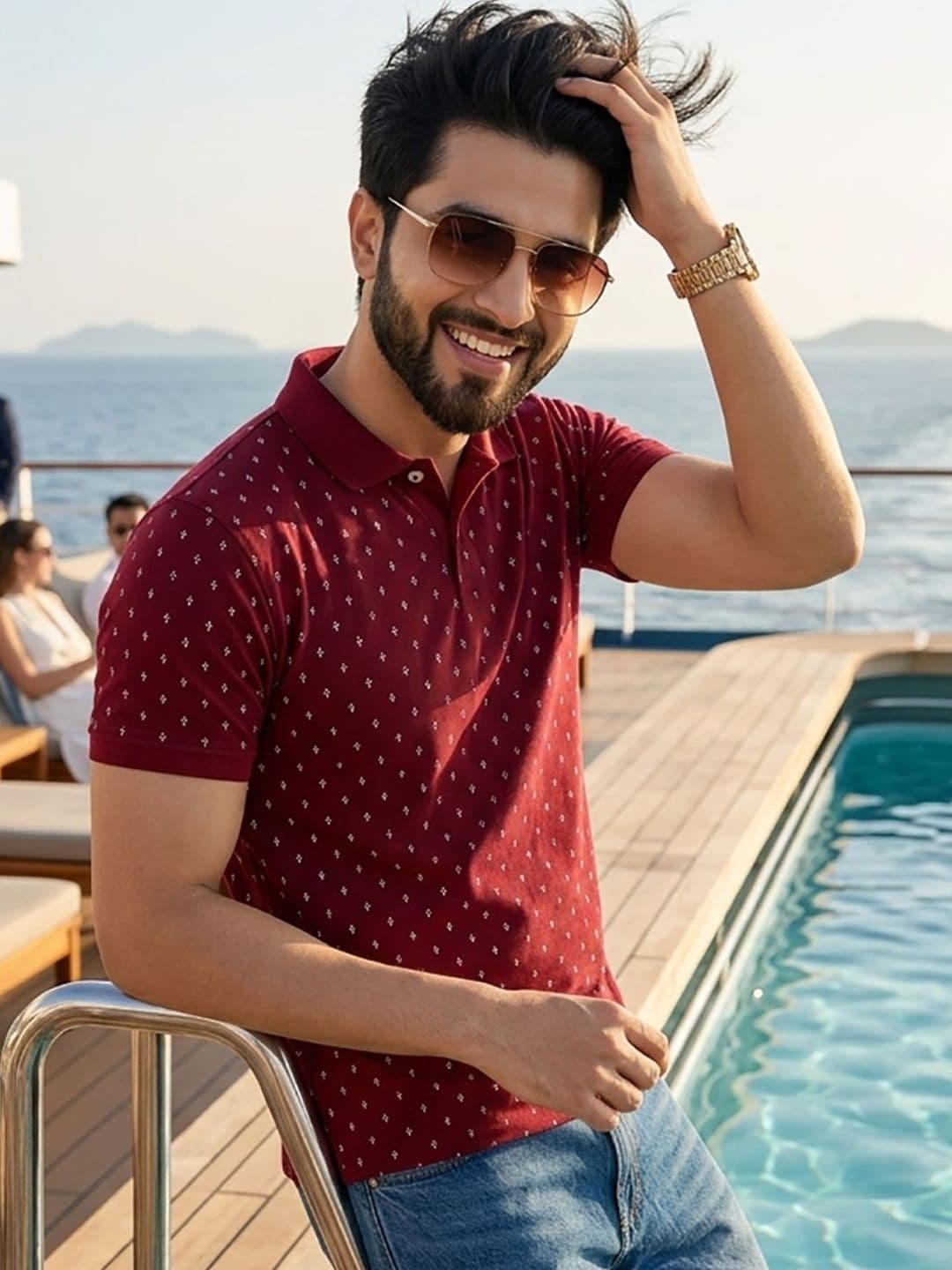 Mast & Harbour Men Printed Polo Collar T-shirt - view 1