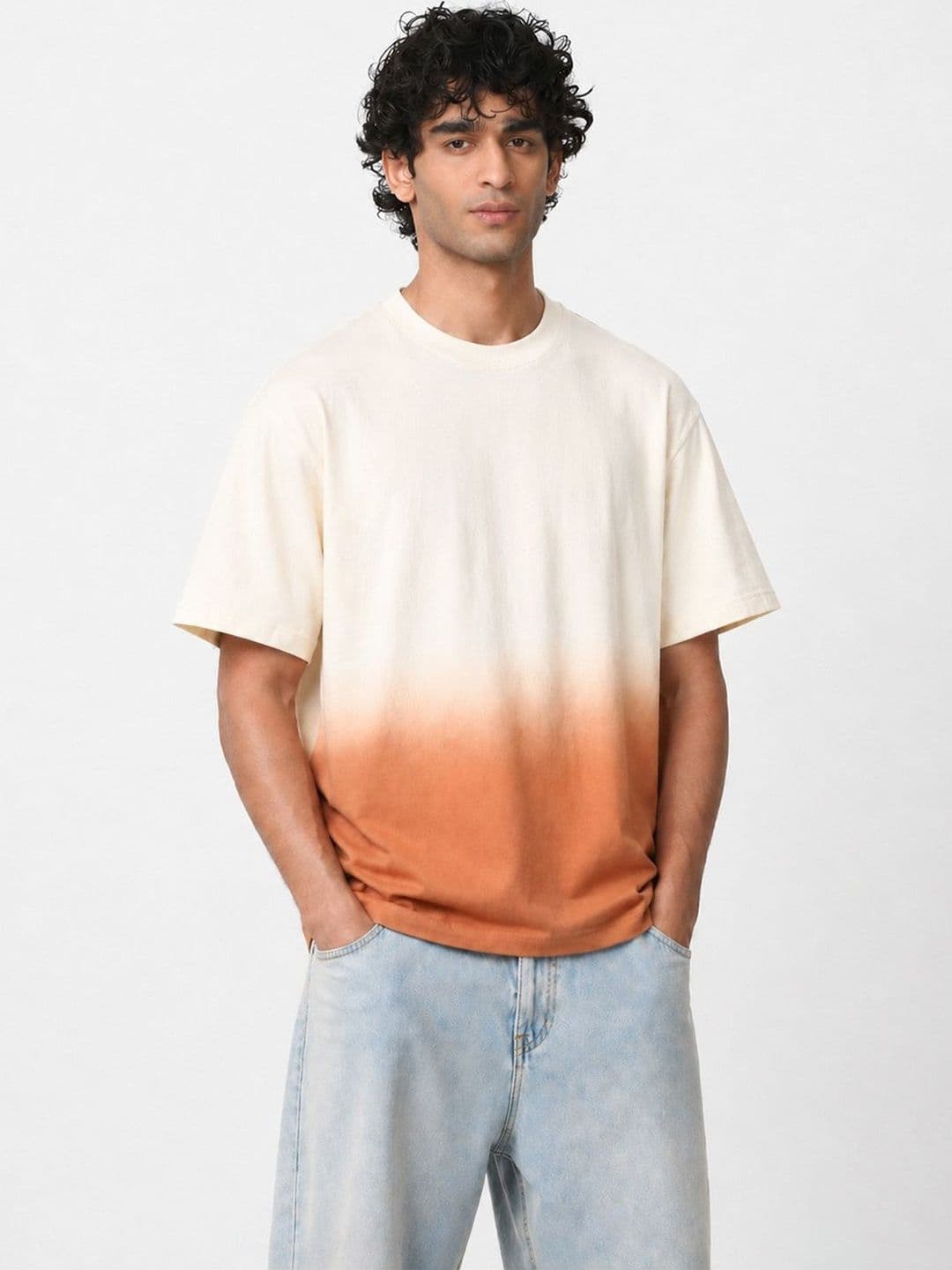 Crazymonk Men Dyed Raw Edge T-shirt - view 1