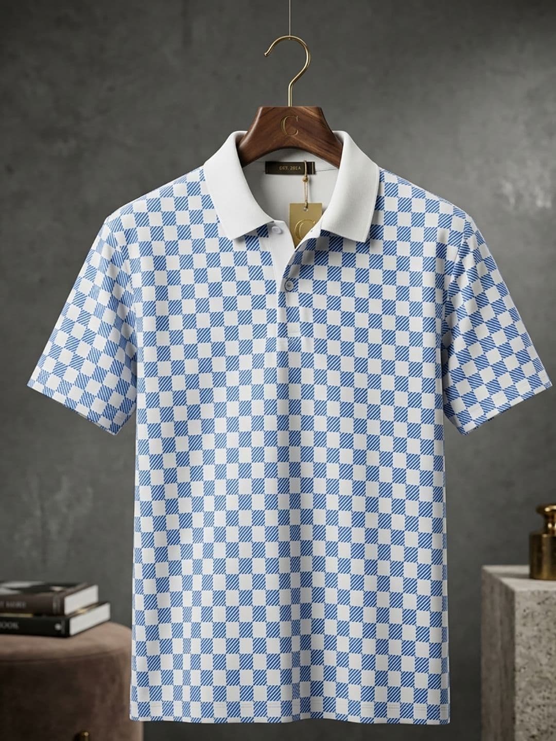 Mast & Harbour Men Checked Polo Collar T-shirt - view 1