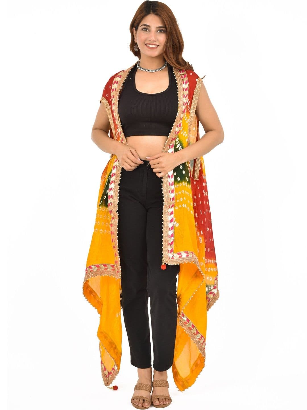 PK HUB Dyed Art Silk Dupatta with Zari - view 1