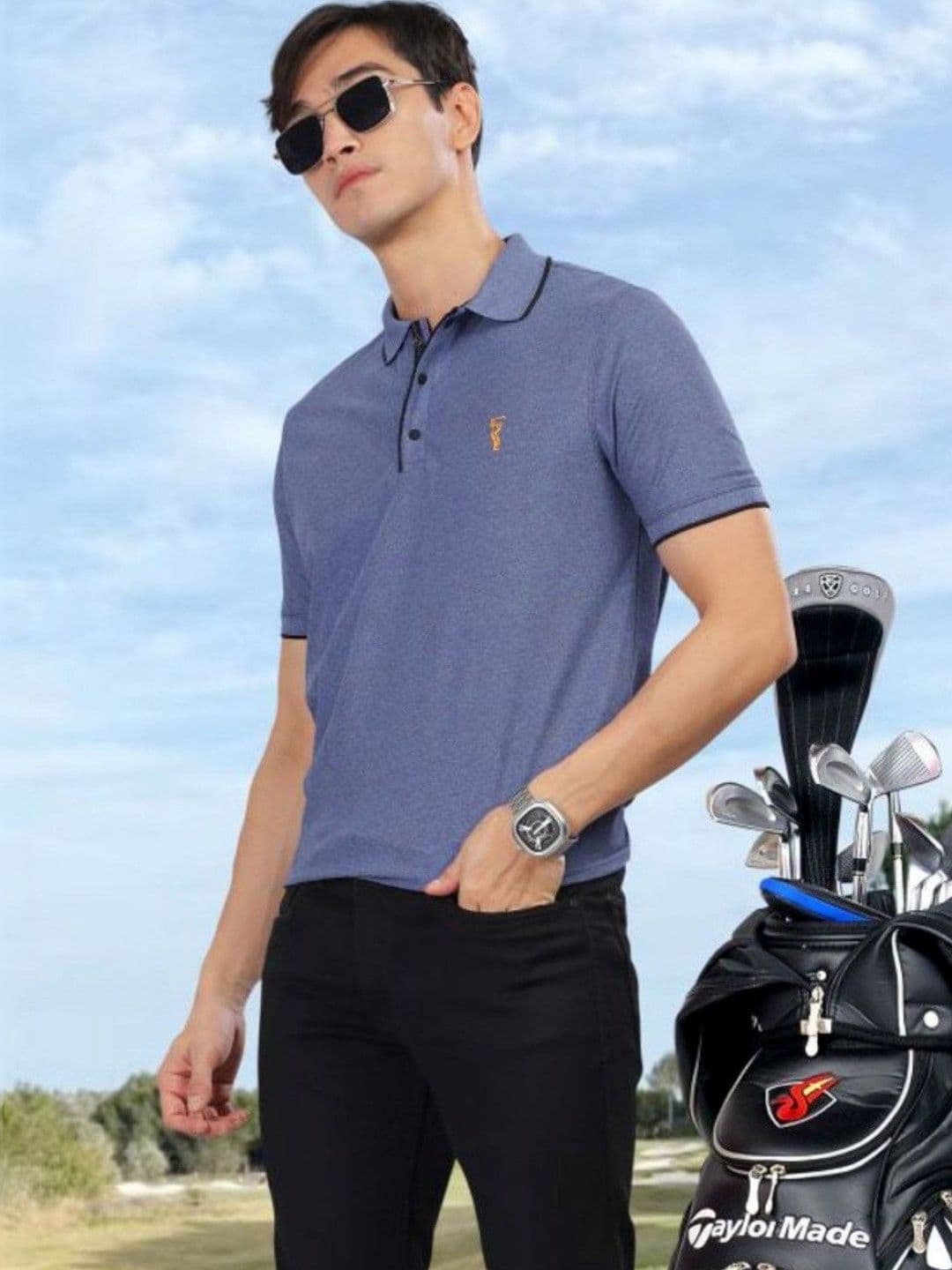 STELLERS Men Regular Fit Solid Polo Collar T-shirt - view 1