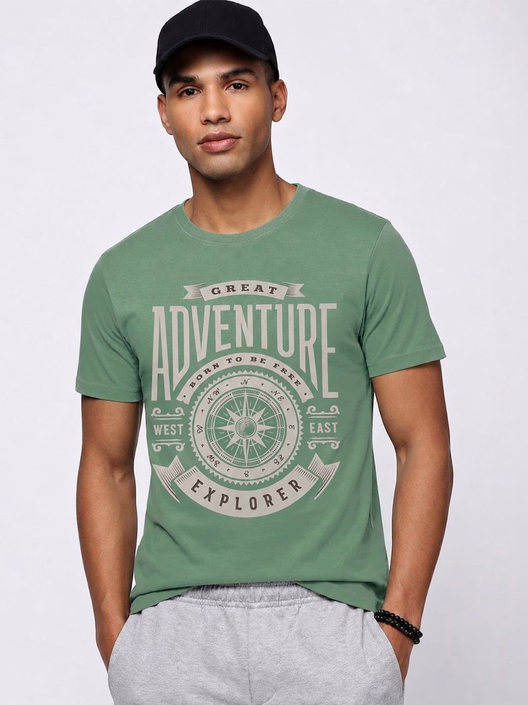 The Roadster Lifestyle Co Printed Cotton Round Neck Tshirts - view 1
