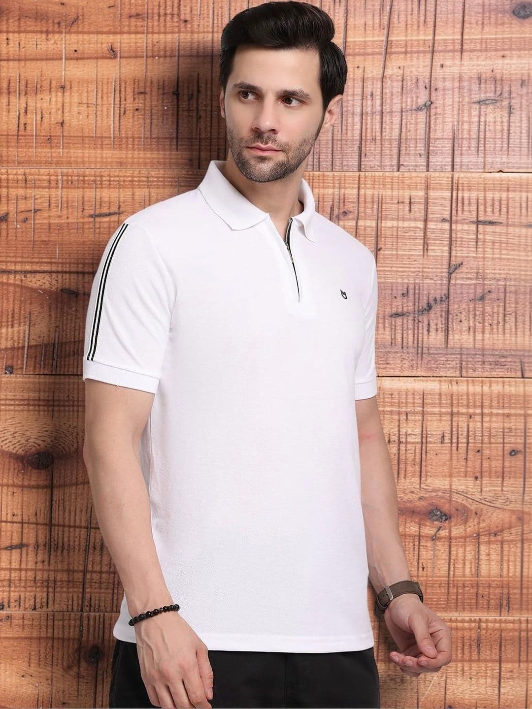 HERE&NOW Men Brand Logo Polo Collar T-shirt - view 1