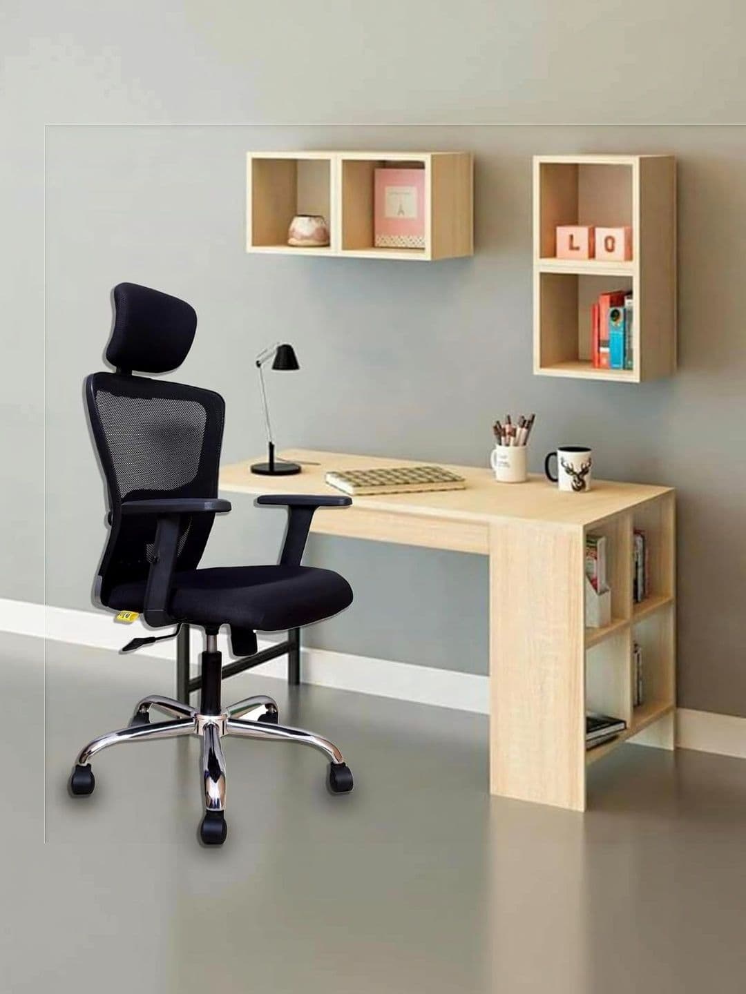 FUGO Black & Grey Adjustable Seat Height Study Arm Chair - view 1