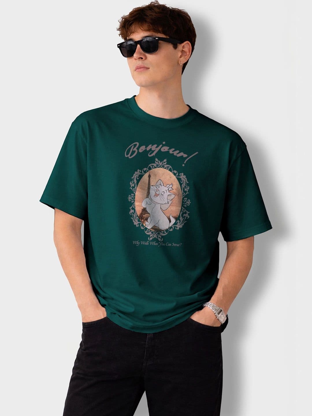 The Roadster Lifestyle Co Printed Organic Cotton Round Neck Oversized Tshirts - view 1