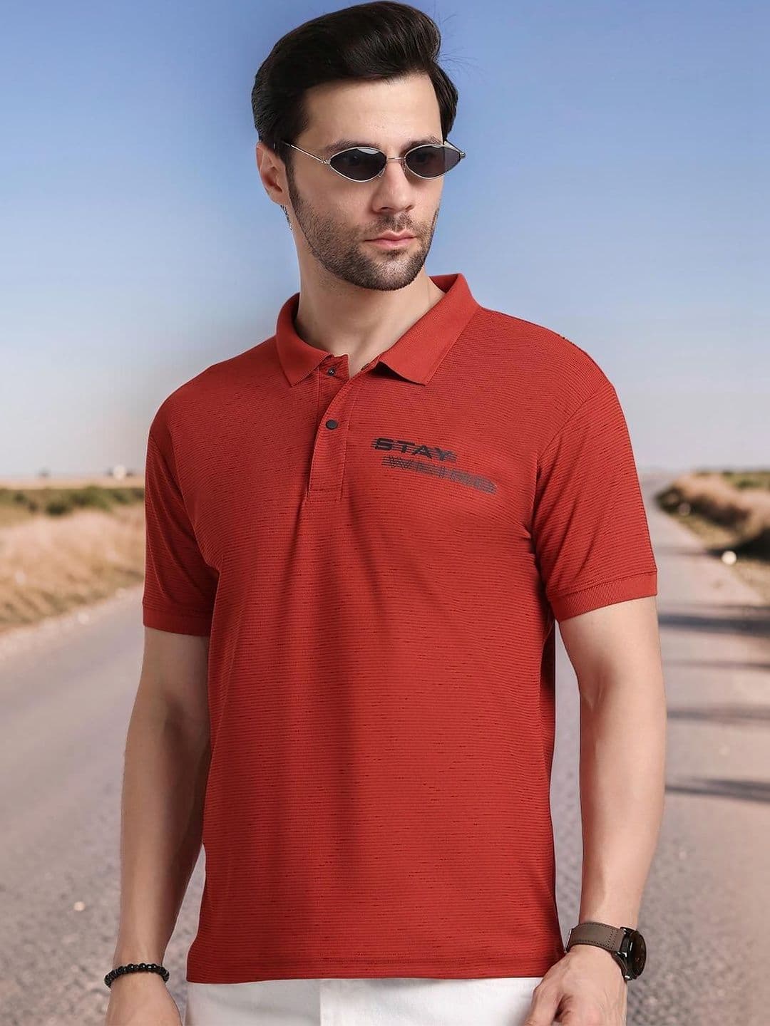HERE&NOW Men Typography Polo Collar T-shirt - view 1