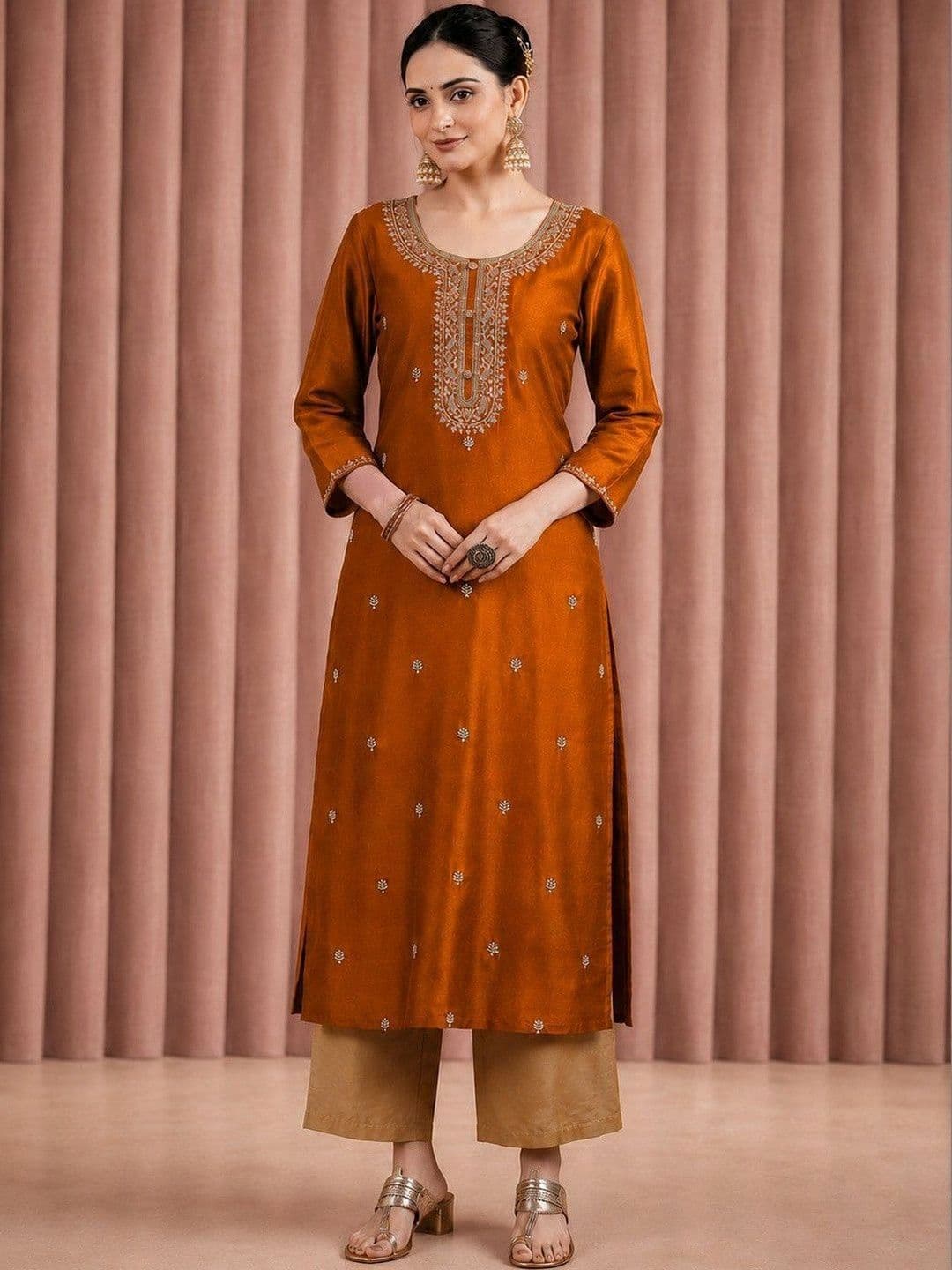 rarethread Women Ethnic Motifs Embroidered Thread Work Kurta - view 1