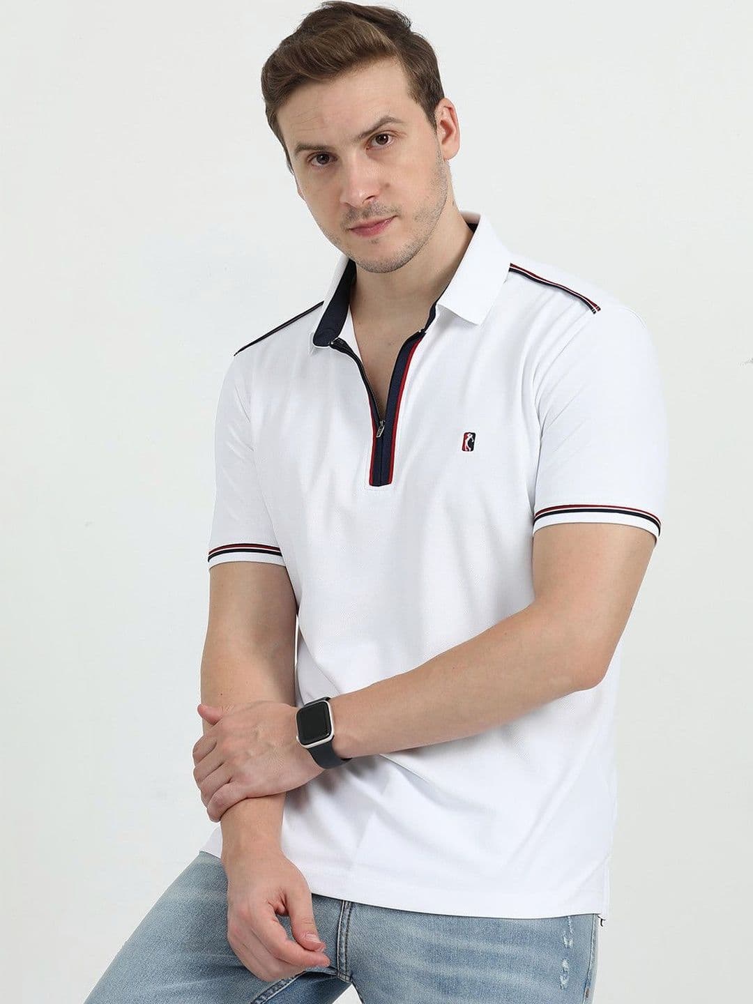 STELLERS Men Zipper Regular Fit Polo Collar T-Shirt - view 1