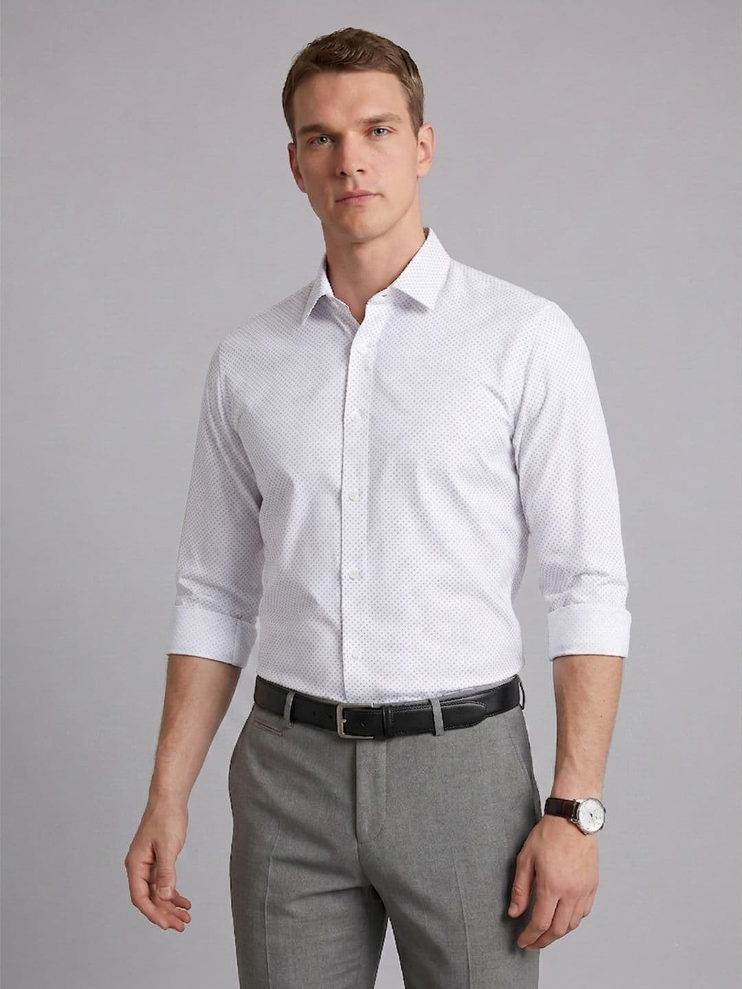 Blackberrys Slim Fit Micro Ditsy Printed Pure Cotton Formal Shirt - view 1