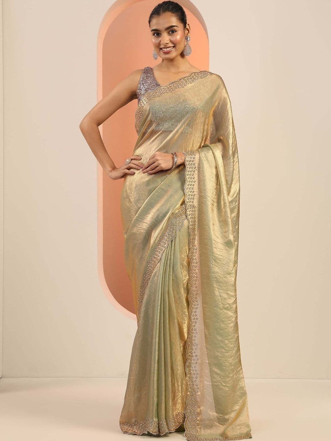 KALINI Embellished Sequinned Satin Heavy Work Saree - view 1