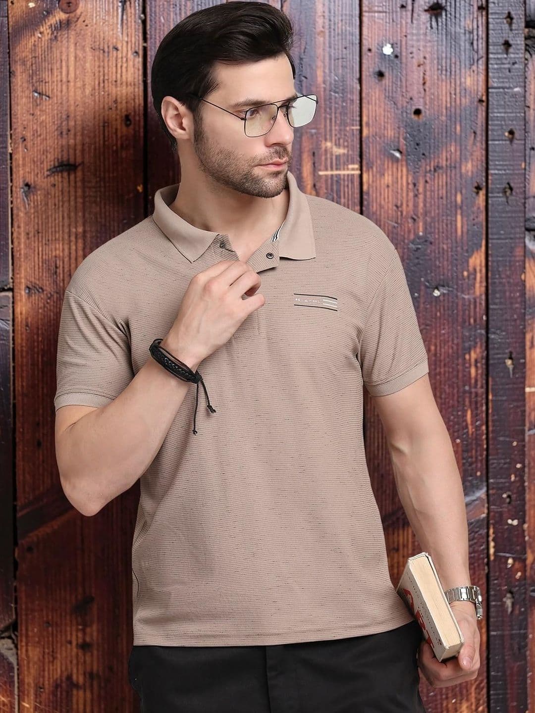 HERE&NOW Men Polo Collar Pockets T-shirt - view 1