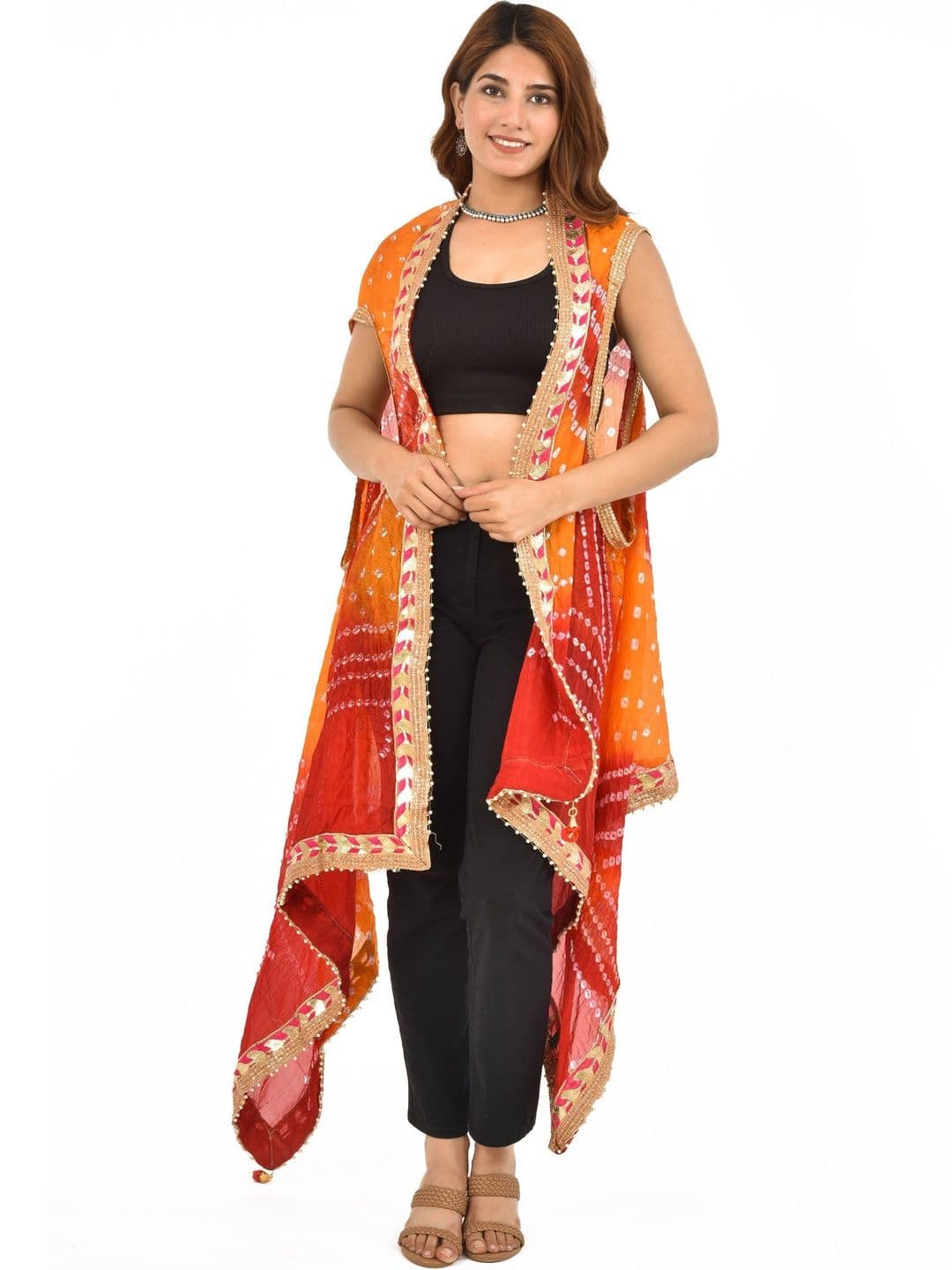 PK HUB Dyed Art Silk Dupatta with Gotta Patti - view 1