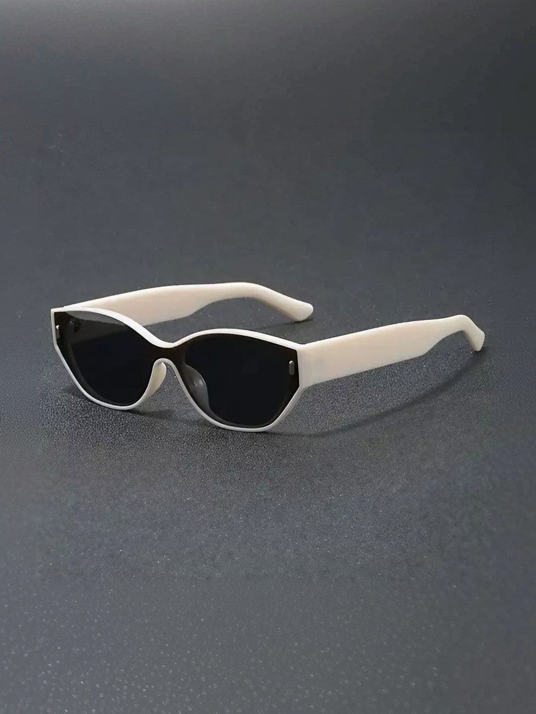 IFLASH Unisex Black Lens & White Oval Sunglasses with - view 1