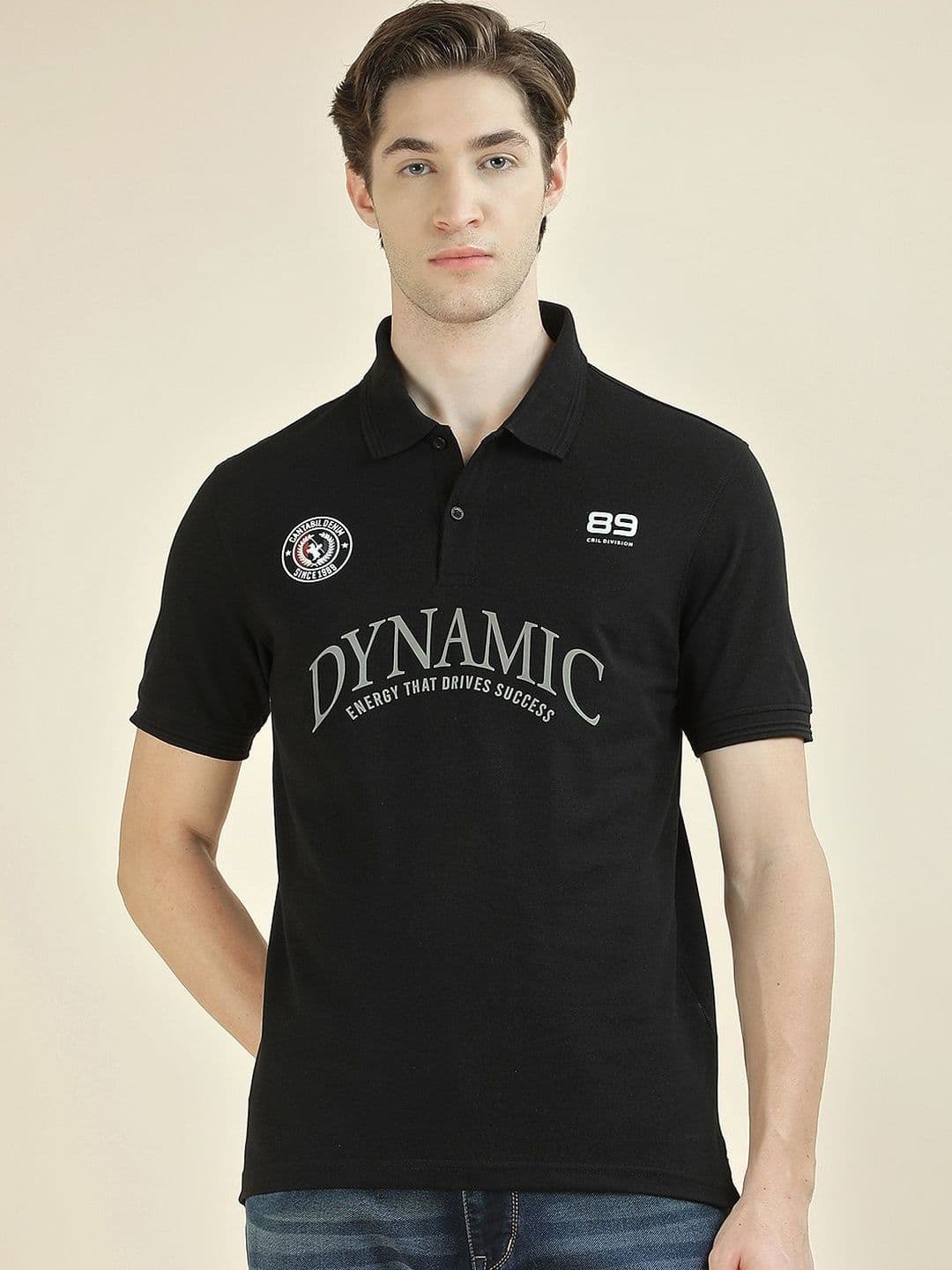 Cantabil Men Typography Printed Polo Collar Pockets T-shirt - view 1