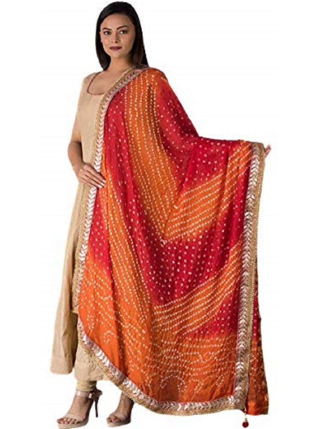 PK HUB Dyed Art Silk Dupatta with Gotta Patti - view 1