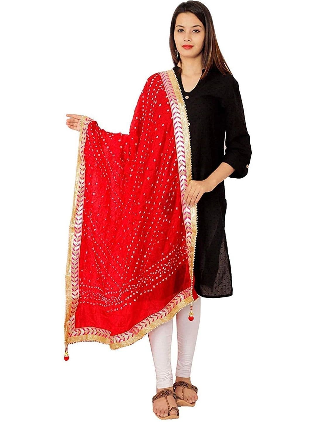 PK HUB Dyed Art Silk Dupatta with Gotta Patti - view 1
