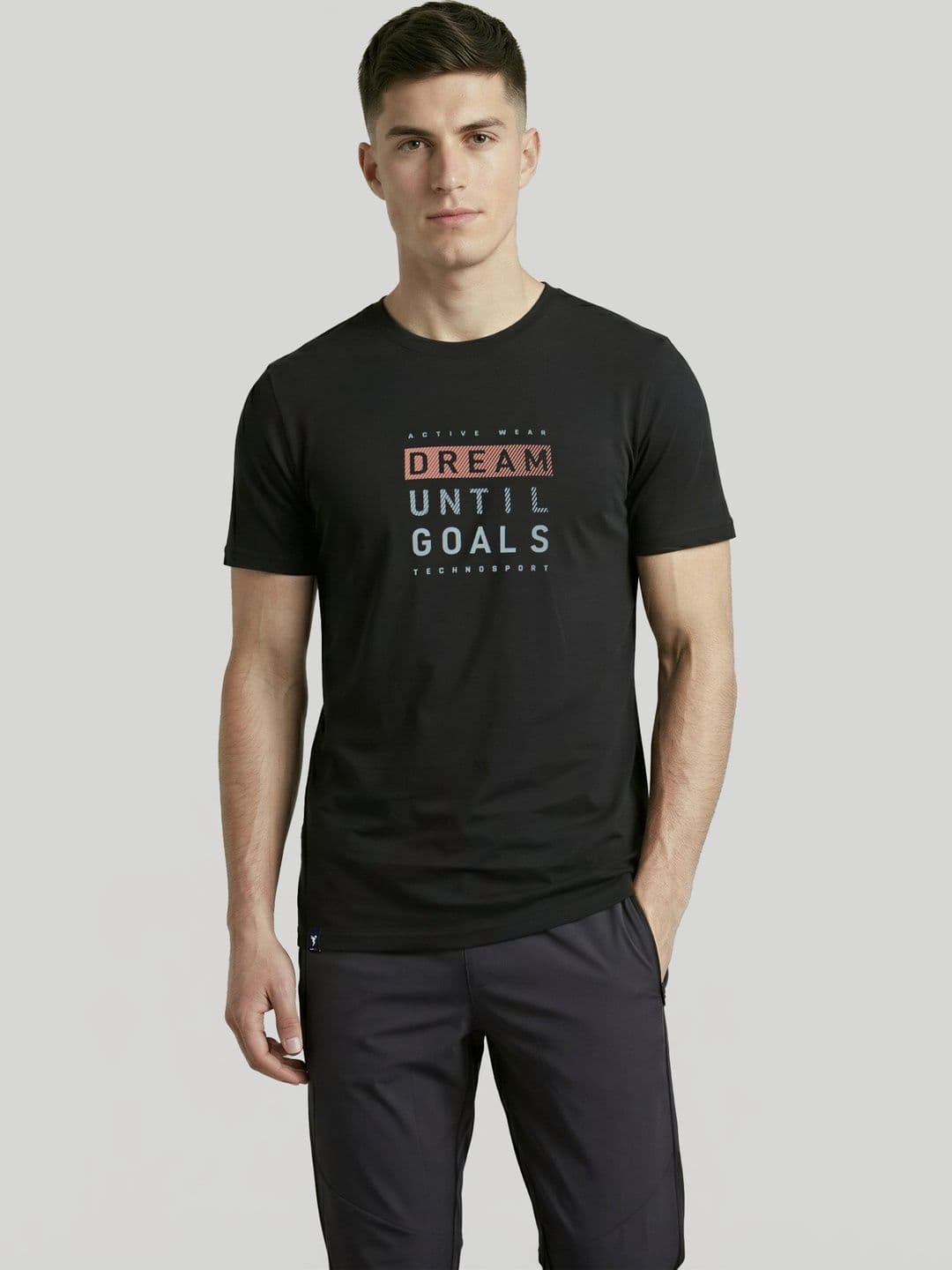 Technosport Men Typography Printed Slim Fit T-shirt - view 1