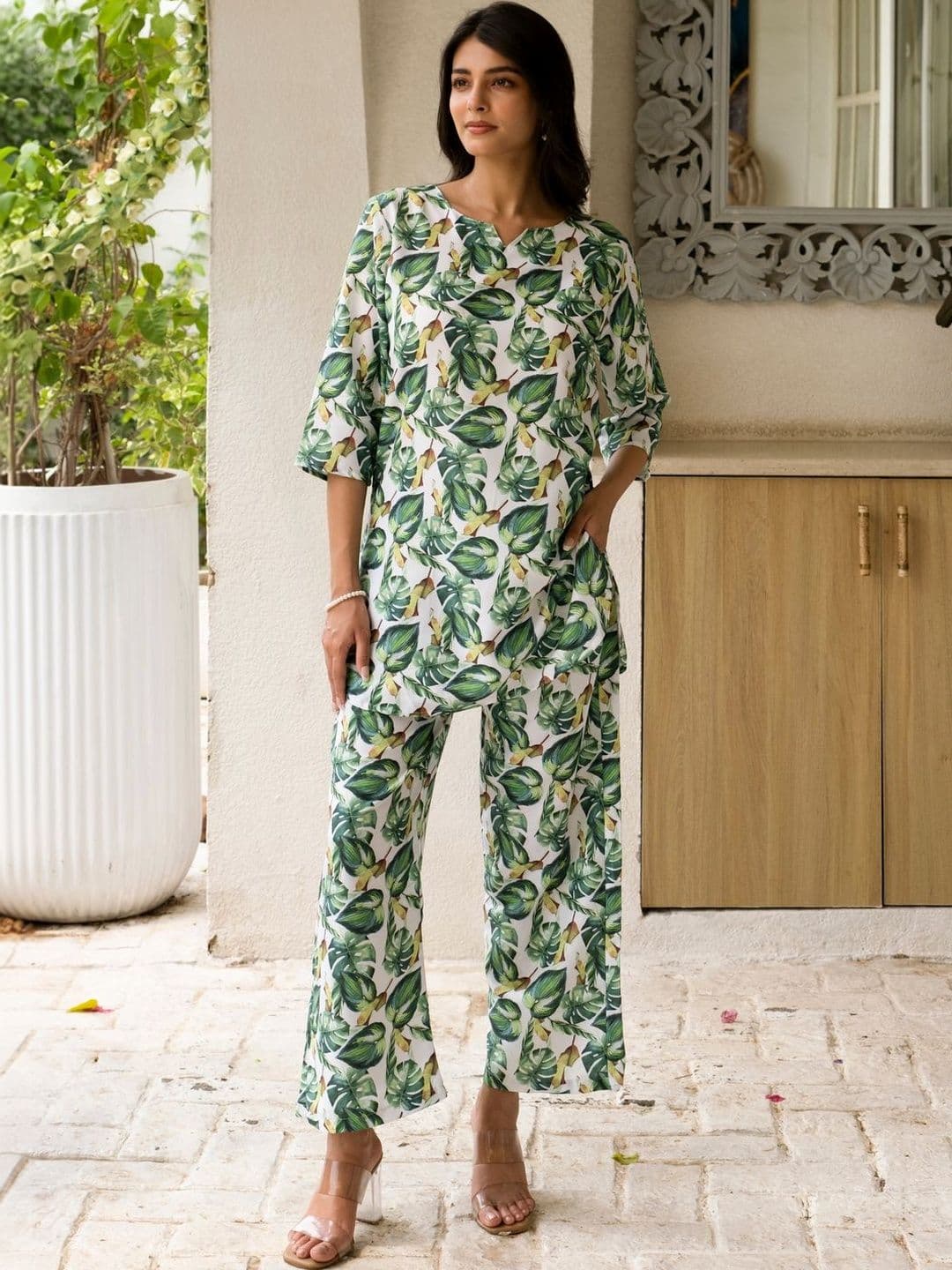 Rangrika.in Tropical Printed Tunic with Palazzos - view 1