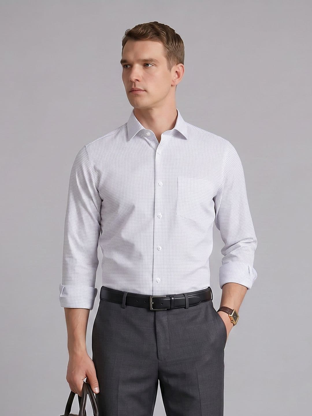 Blackberrys Slim Fit Checked Pure Cotton Formal Shirt - view 1