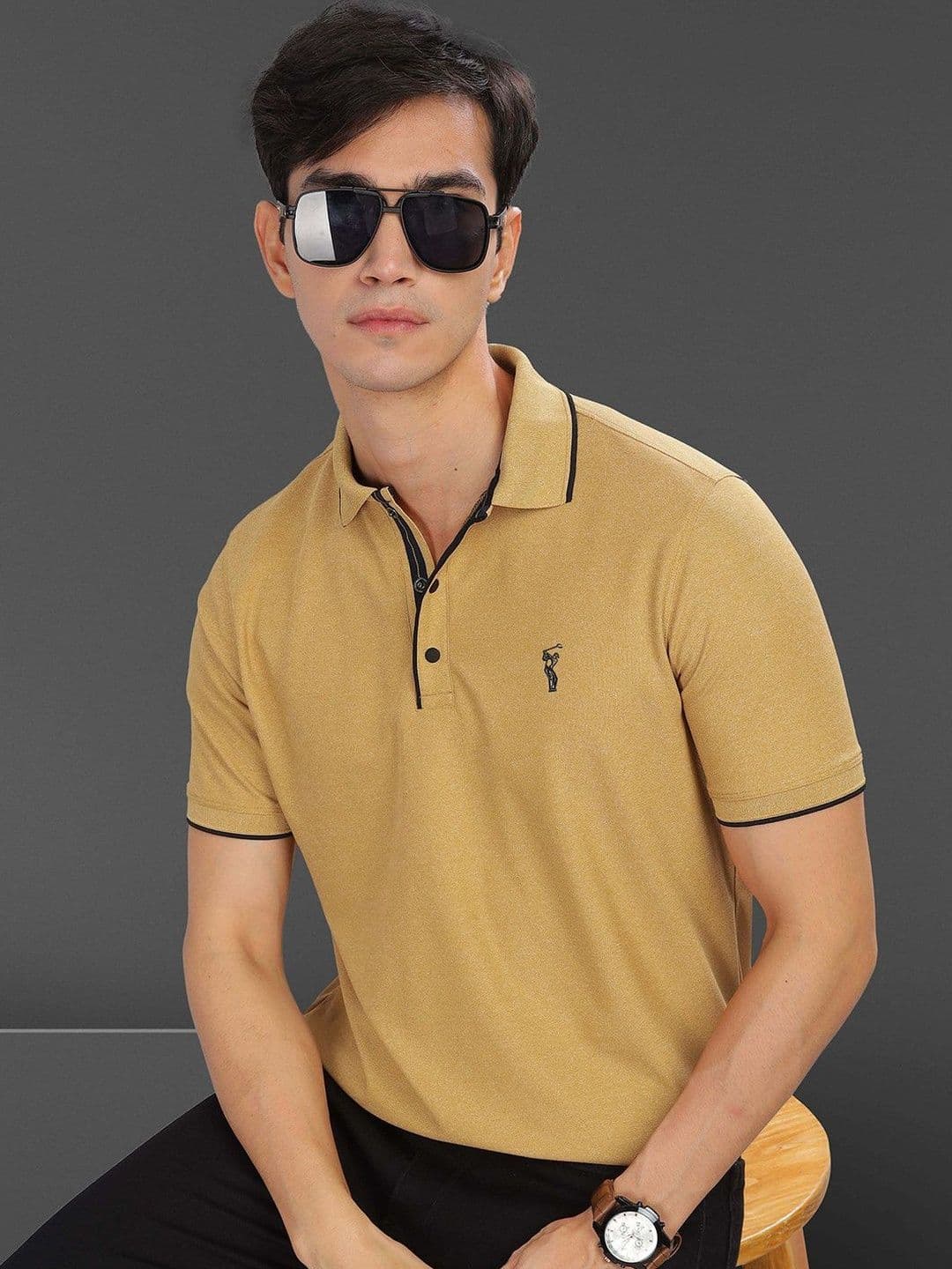 STELLERS Men Regular Fit Solid Polo Collar T-shirt - view 1