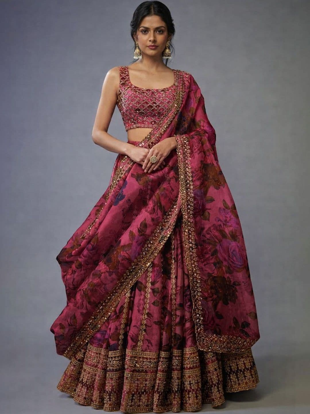 BAESD Embellished Sequinned Semi-Stitched Lehenga & Blouse With Dupatta - view 1