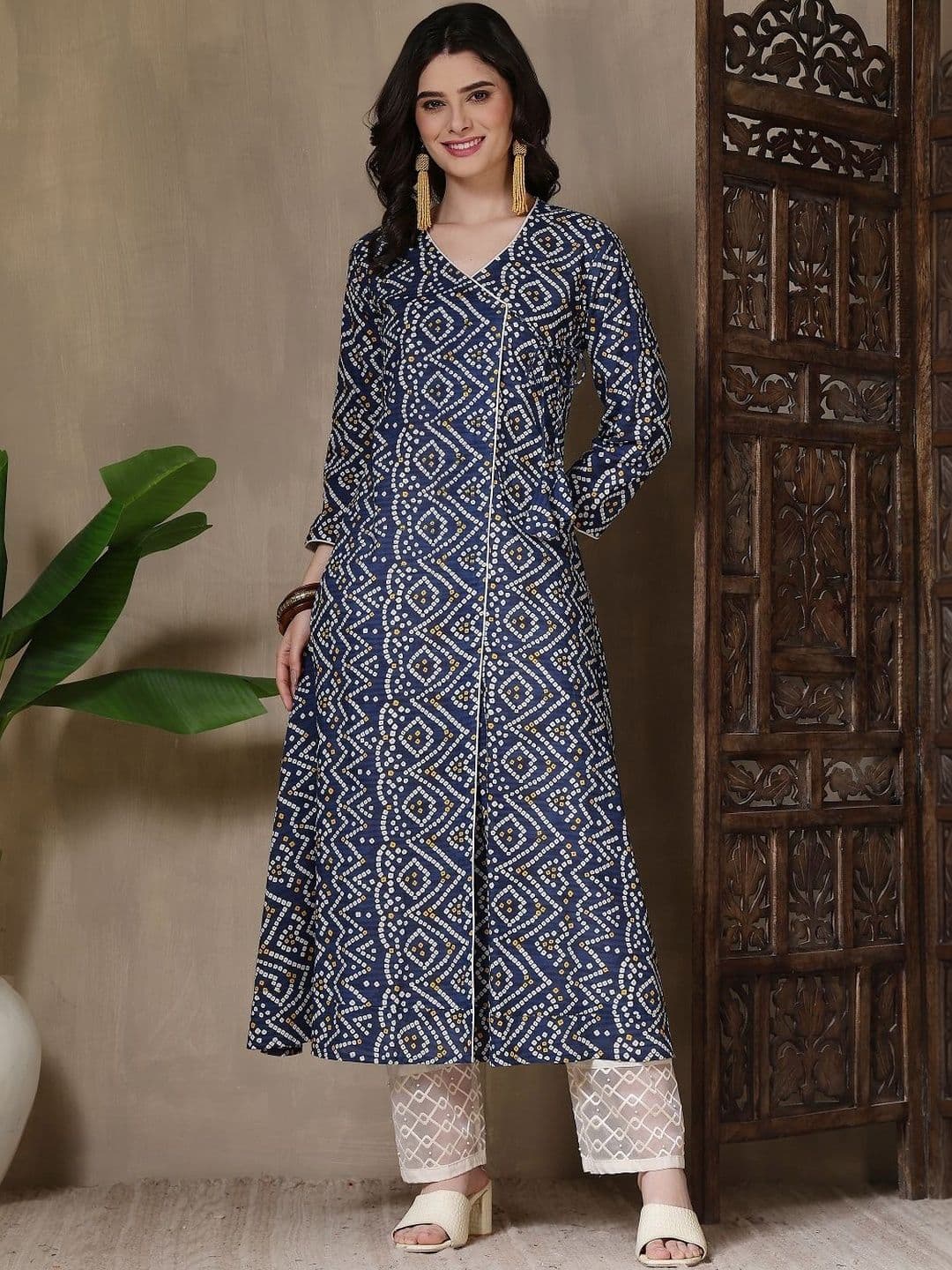 Kalphem Women Bandhani Printed Indigo Kurta - view 1