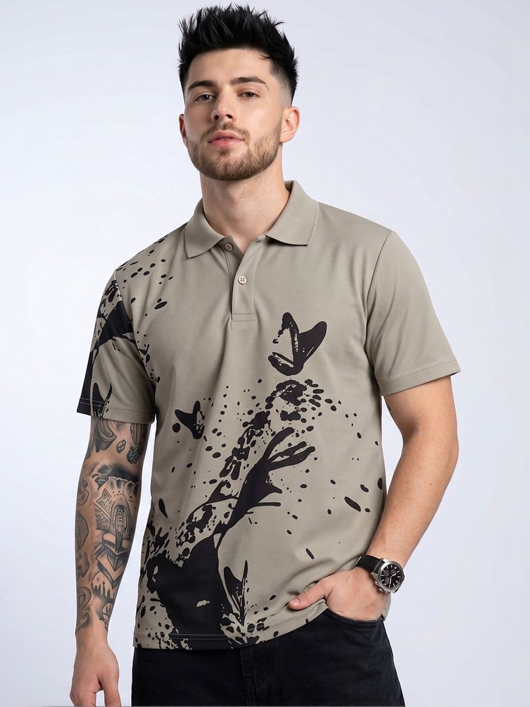 glitchez Men Printed Polo Collar T-shirt - view 1