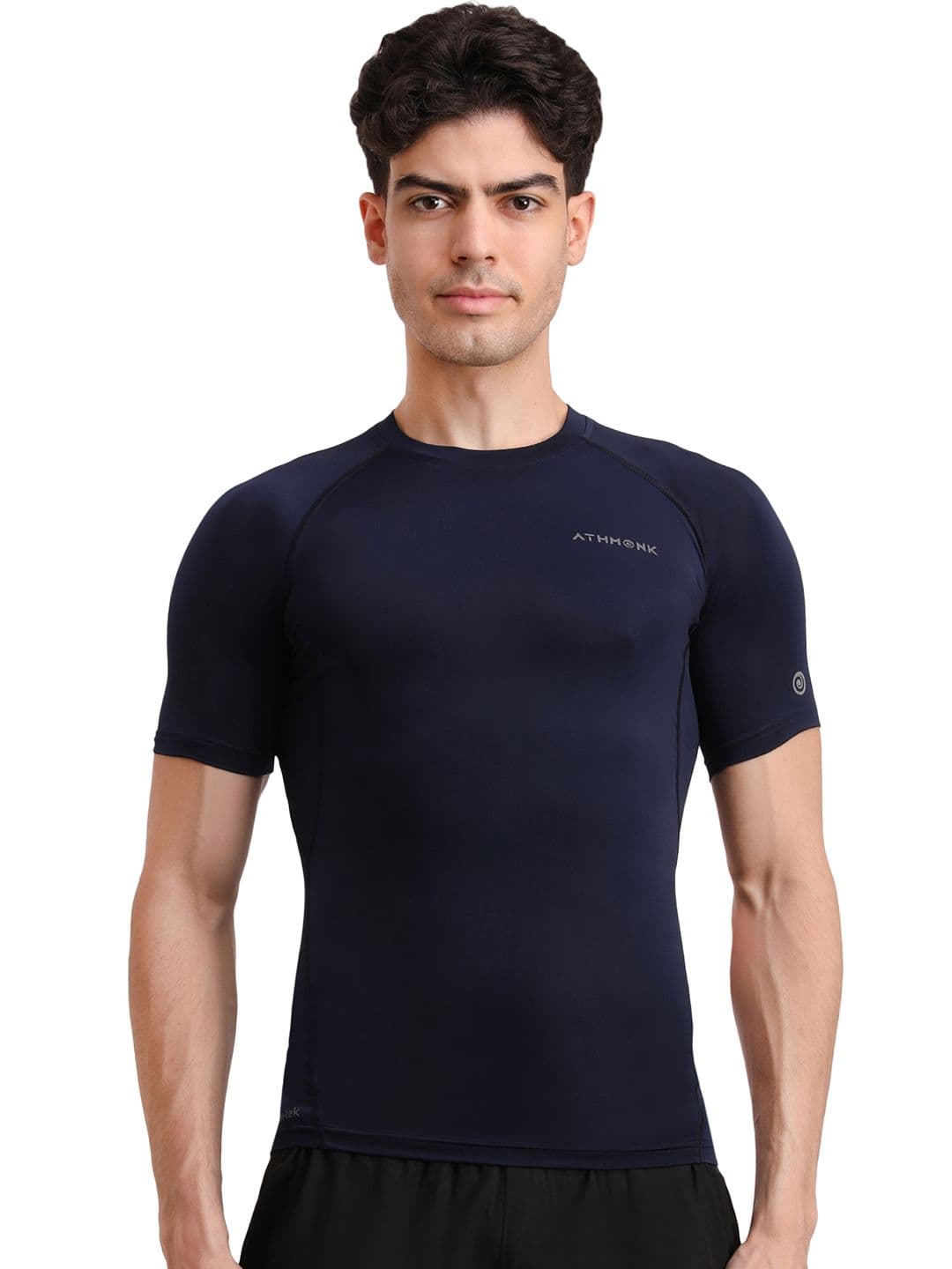 Athmonk Round Neck Half Sleeve Compression Vest Body Shaper T-Shirt - view 1