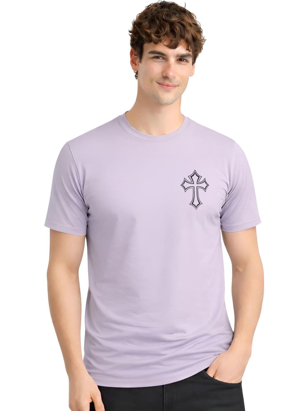 ADRO Men Printed Round Neck Short Sleeves Cotton T-shirt - view 1