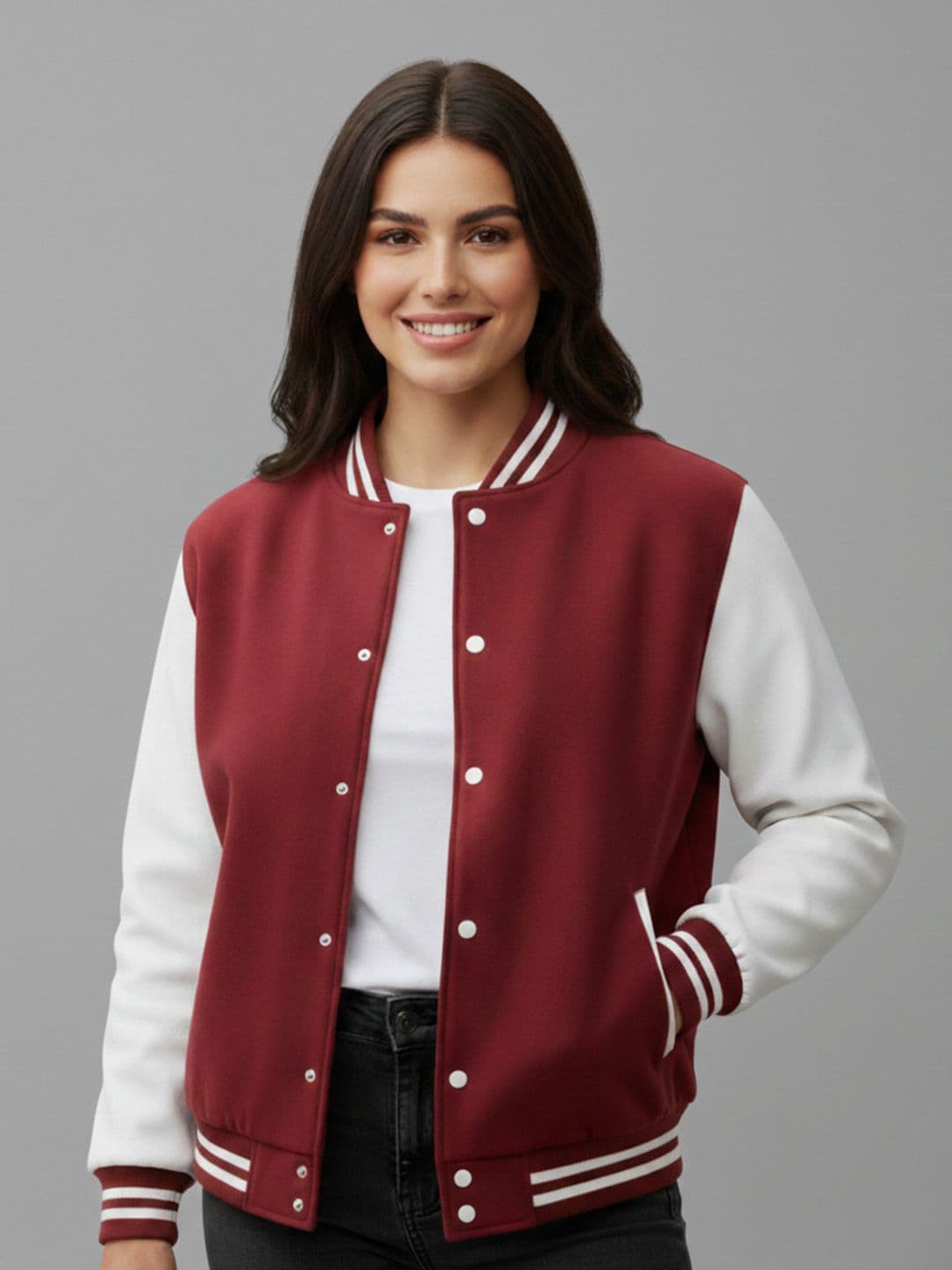 Besick Women Colourblocked Lightweight Varsity Jacket - view 1