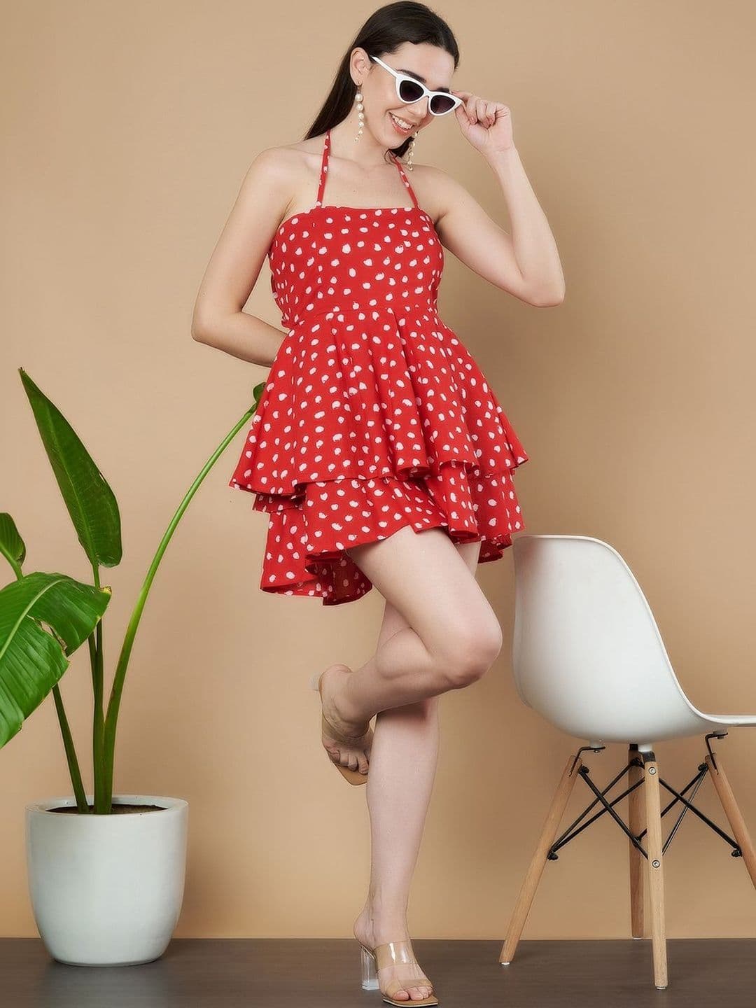 Sangria Printed with Ruffles Jumpsuit - view 1
