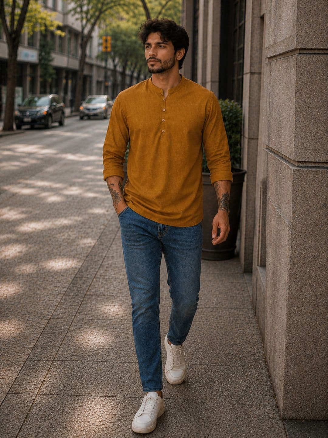 HERE&NOW Men Solid Straight Kurtas - view 1