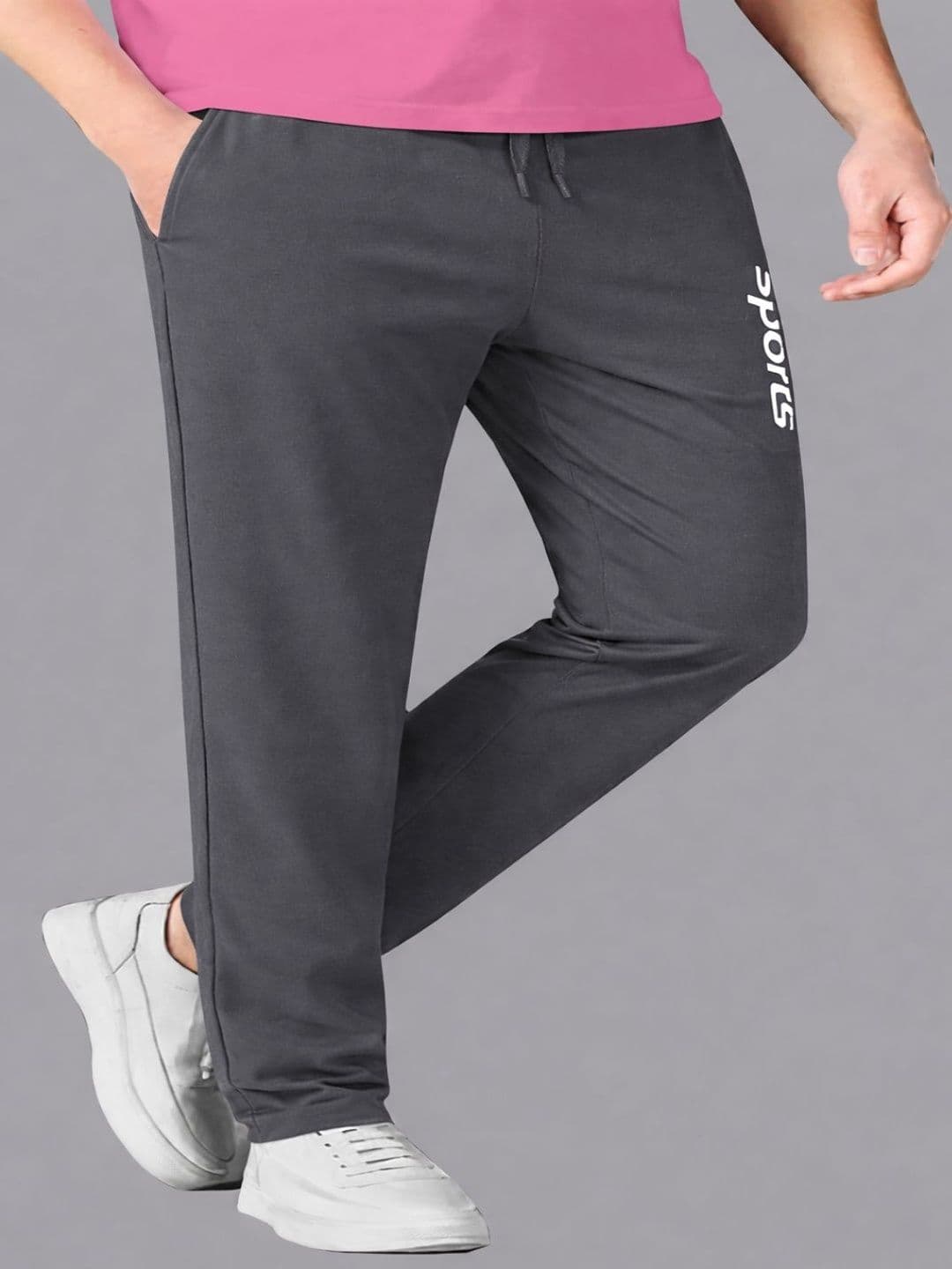 MSREALSON Men Regular Fit Brand Logo Training Track Pants - view 1