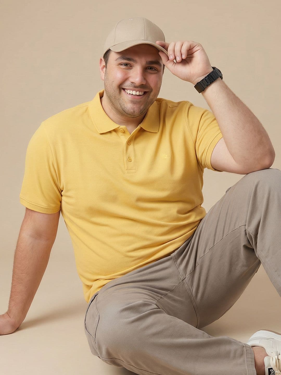 Sztori Plus Size Polo Collar Pure Cotton T-Shirt - view 1