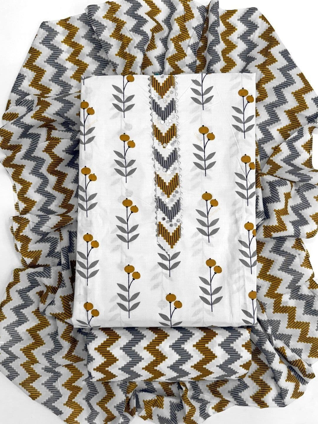 CLEMIRA Printed Pure Cotton Unstitched Dress Material - view 1