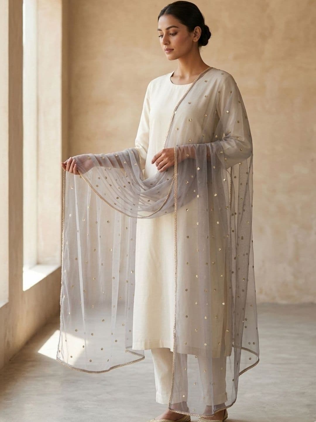 Dupatta Bazaar Embroidered Dupatta with Sequinned - view 1